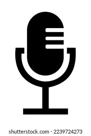 SMALL RETRO MICROPHONE PICTOGRAM WITH STAND AND SLOTS