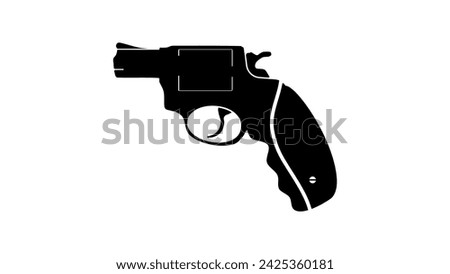 small revolver, black isolated silhouette