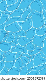 Small ripples on blue water with reflection on the bottom. Vector illustration. Sketch for creativity.