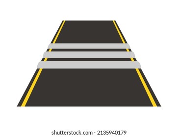 Small Road With Speed Bumps. Simple Flat Illustration In Perspective View.