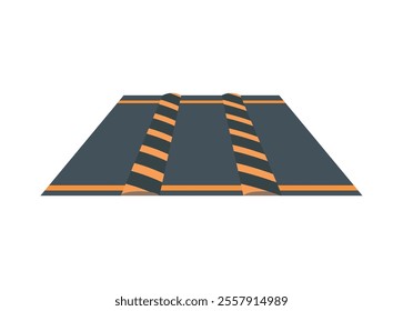 Small road with speed bumps. Simple flat illustration in perspective view.