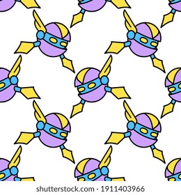 small robot kid toy seamless textile print. Great for summer vintage fabric, scrapbooking, wallpaper, giftwrap. repeat pattern background design