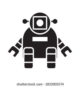 robot pequeño parado sobre fondo blanco, estilo de silueta, ilustración vectorial