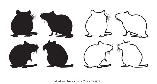 Small Rodent Silhouette - Crisp Rat Outline for Digital Use
