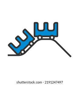 Small Roller Coaster Icon. Editable Bold Outline With Color Fill Design. Vector Illustration.