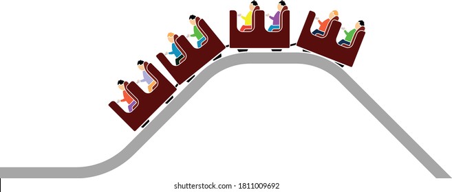 Small Roller Coaster Icon. Flat Color Design. Vector Illustration.