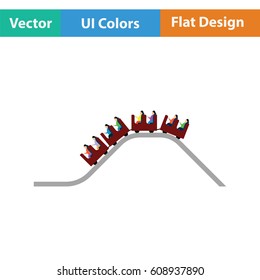 Small roller coaster icon. Flat design. Vector illustration.