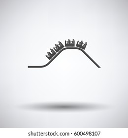 Small roller coaster icon on gray background, round shadow. Vector illustration.