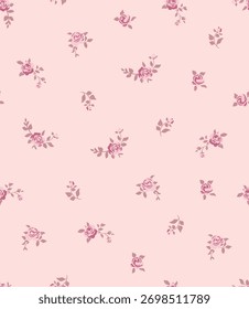 Pequeño patrón de repetición sin fisuras de Vector de flores de rosa.