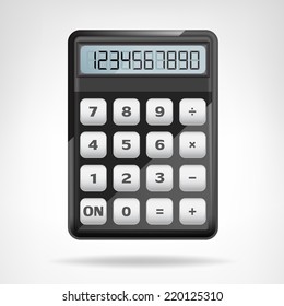 small round black calculator object isolated vector illustration