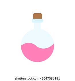 A small round bottle with glowing pink liquid. Ideal for RPGs, alchemy sets, or fantasy game icons.