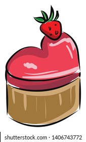It a small round cake with icing on top., vector, color drawing or illustration. 