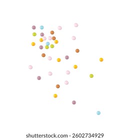 Small round candies icons. Colorful dragees, multicolored glazed chocolate and fruit buttons, various dragee collection, rainbow candies 3d vector illustration