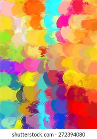 Small round colorful brush strokes background. Vector version