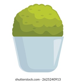 Small round decorative bush growing in a simple light grey ceramic pot, representing gardening and decoration