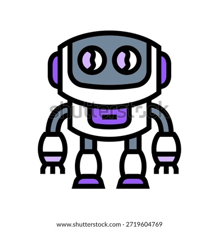 small round eyed robot color icon vector. small round eyed robot sign. isolated symbol illustration