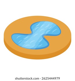 Small round lake with clean water surrounded by sand isometric icon