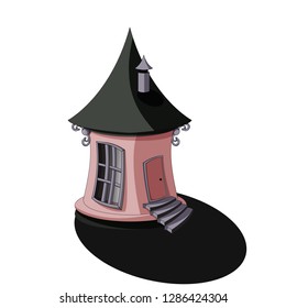 A small round pink tender house to search for inspiration, the development of imagination and dreams. Suitable for different characters and characters, fabulous illustrations, architectural ideas. 