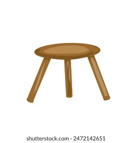 a small round wooden bench, without a background