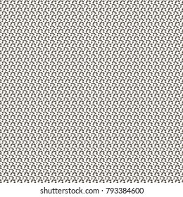 Small rounded shapes with an undefined dotted contour , repeated at equal distances on horizontal rows. Abstract rough fabric. Monochrome graphic pattern. Vector design.