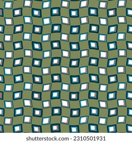 Small rounded square shapes common geometric motif pattern classy background. Modern art seamless color plaid design. Abstract diamonds vector ornament graphic style. Casual masculine fabric print.