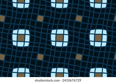 Pequeñas formas cuadradas redondeadas con motivos geométricos comunes patrón fondo orgánico. Arte moderno de diseño de chapa de colores sin fisuras. Resumen de diamantes estilo gráfico de ornamento vectorial. Impresión de tela masculina casual