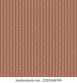 Small rug with vertical stripes and double stitching. Striped canvas texture. Brown napkin pattern. Abstract vector.