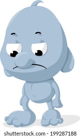 Small sad blue man