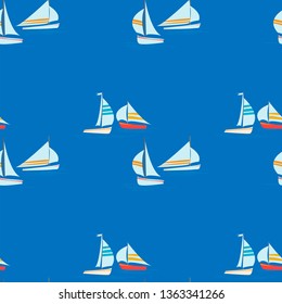 Small sail boats seamless vector pattern