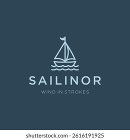 Small Sailboat Line Art Logo – Simple sailing boat drawn in minimalist line style.