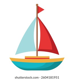 Small Sailboat Toy Isolated on White