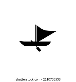 Small sailboat vector illustration. Small boat with sail. Small yacht logo icon