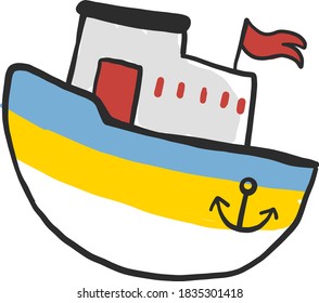 Barco de vela pequeño, ilustración, vector sobre fondo blanco