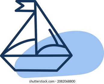 Small sailing ship, illustration, vector, on a white background.