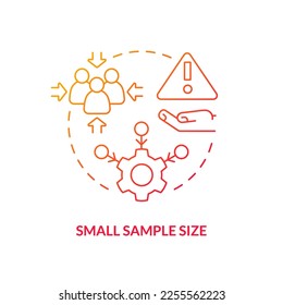 Small sample size red gradient concept icon. Lack of information. Disadvantage of case study abstract idea thin line illustration. Isolated outline drawing. Myriad Pro-Bold font used