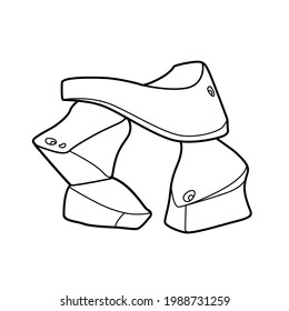 Small sandstone decorative arch object coloring book linear drawing isolated on white background