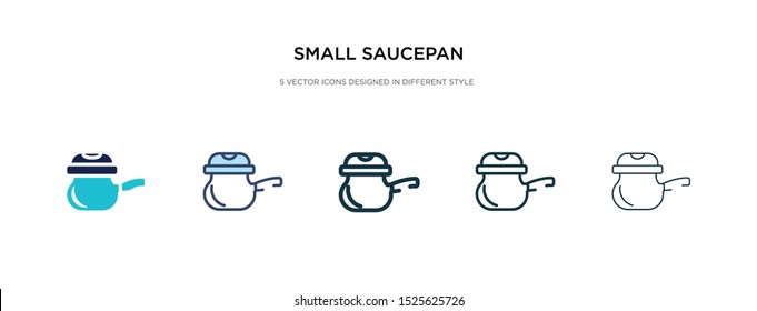 small saucepan icon in different style vector illustration. two colored and black small saucepan vector icons designed in filled, outline, line and stroke style can be used for web, mobile, ui