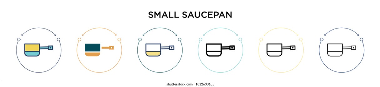 Small saucepan icon in filled, thin line, outline and stroke style. Vector illustration of two colored and black small saucepan vector icons designs can be used for mobile, ui, web
