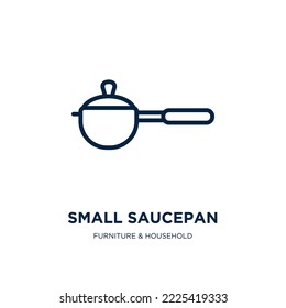 small saucepan icon from furniture  household collection. Thin linear small saucepan, simple, single outline icon isolated on white background. Line vector small saucepan sign, symbol for web and 