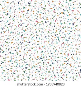 Small Scale Abstract Retro Terrazzo Seamless Pattern. Venetian Marble Textured Background.