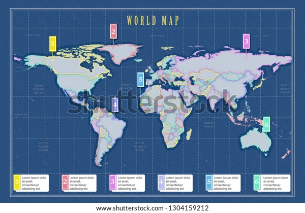 World Map To Scale Small Scale Political World Map Infographic Stock Vector (Royalty Free)  1304159212