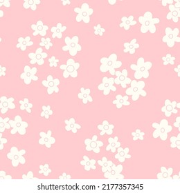 Petit motif vectoriel harmonieux hippie à l'échelle. Impression nostalgique rétro des années 60-70. Arrière-plan vintage floral. Textile et motif de surface avec fleurs géométriques naïves dessinées à la main