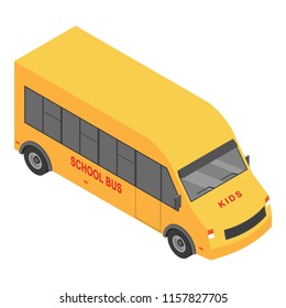 Small school bus icon. Isometric of small school bus vector icon for web design isolated on white background