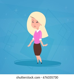 Small School Girl, Cartoon Schoolgirl Student Flat Vector Illustration