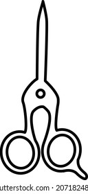 Small scissors closed isolated outline vector graphic icon or illustration