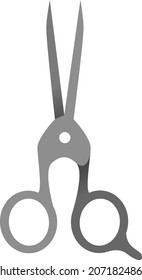 Small scissors open isolated vector graphic icon or illustration