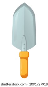 Small scoop for gardening with a narrow blade. Vector illustration of garden shovel in flat styleGarden tools.
