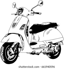 a small scooter is hand-painted on a white background