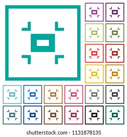 Small screen flat color icons with quadrant frames on white background