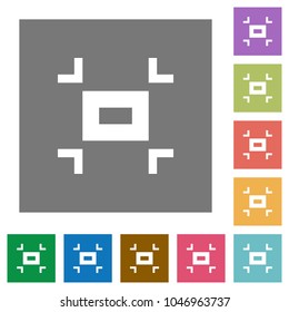 Small screen flat icons on simple color square backgrounds